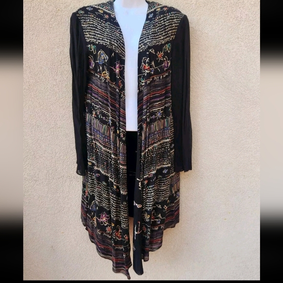 Dorothy Schoelen Tops - DOROTHY SCHOELEN Platinum Women's Cardigan Medium Black Vintage Script Ballet